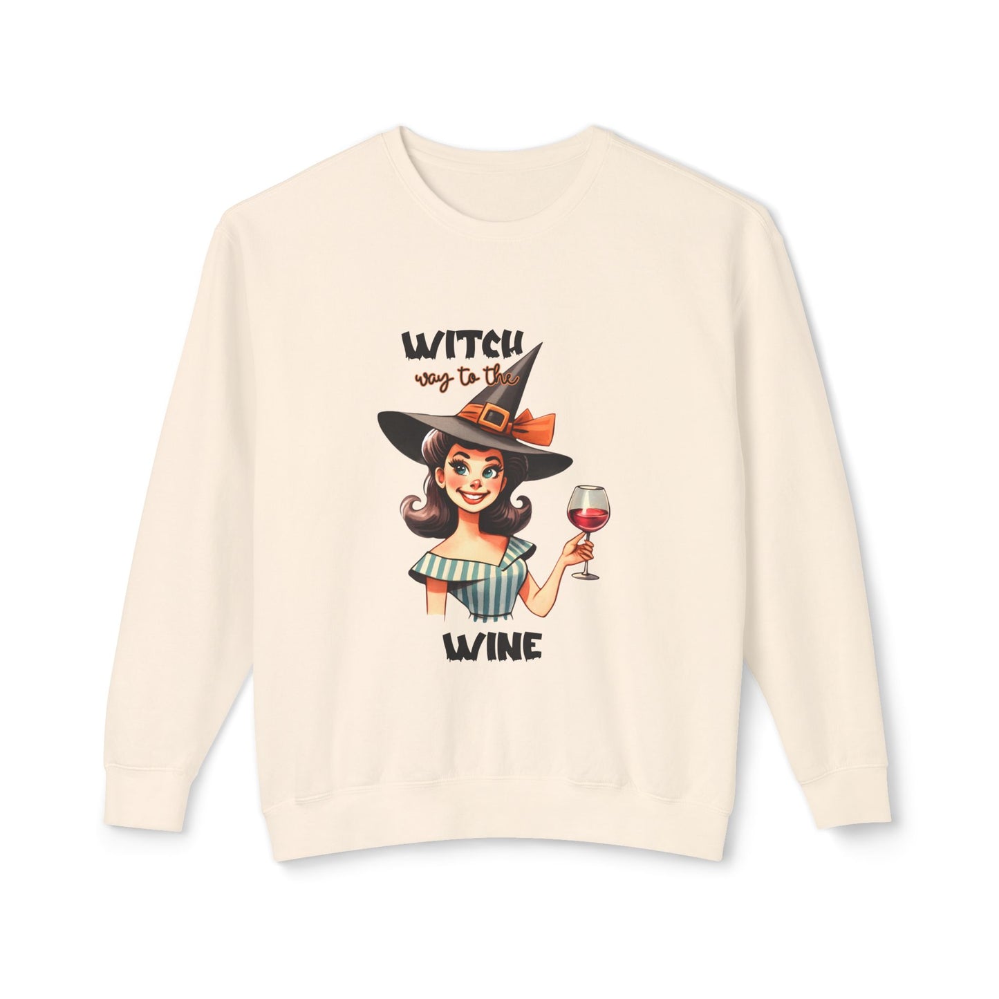 Halloween Themed Crewneck Sweatshirt Witches Prefer Drinking Wine at Halloween