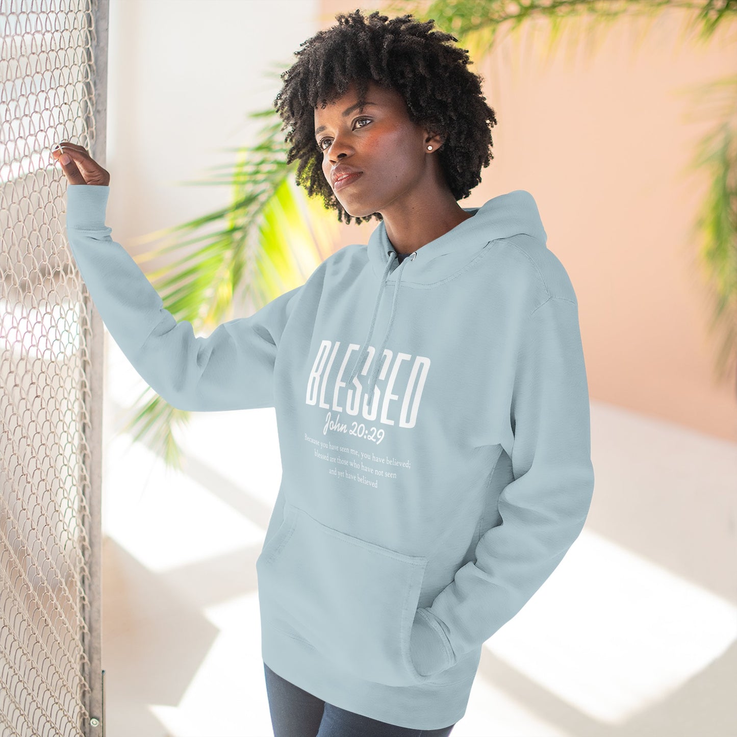 Blessed Hoodie — Faith Scripture Pullover (John 20:29)
