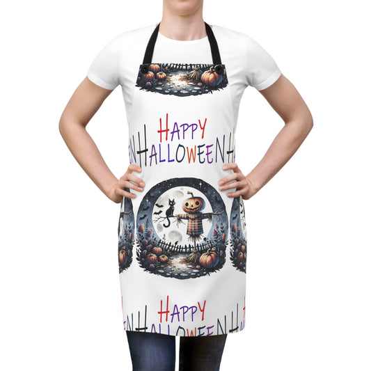 Halloween Themed Apron All Over Print Happy Halloween All You Ghosts and Goblins