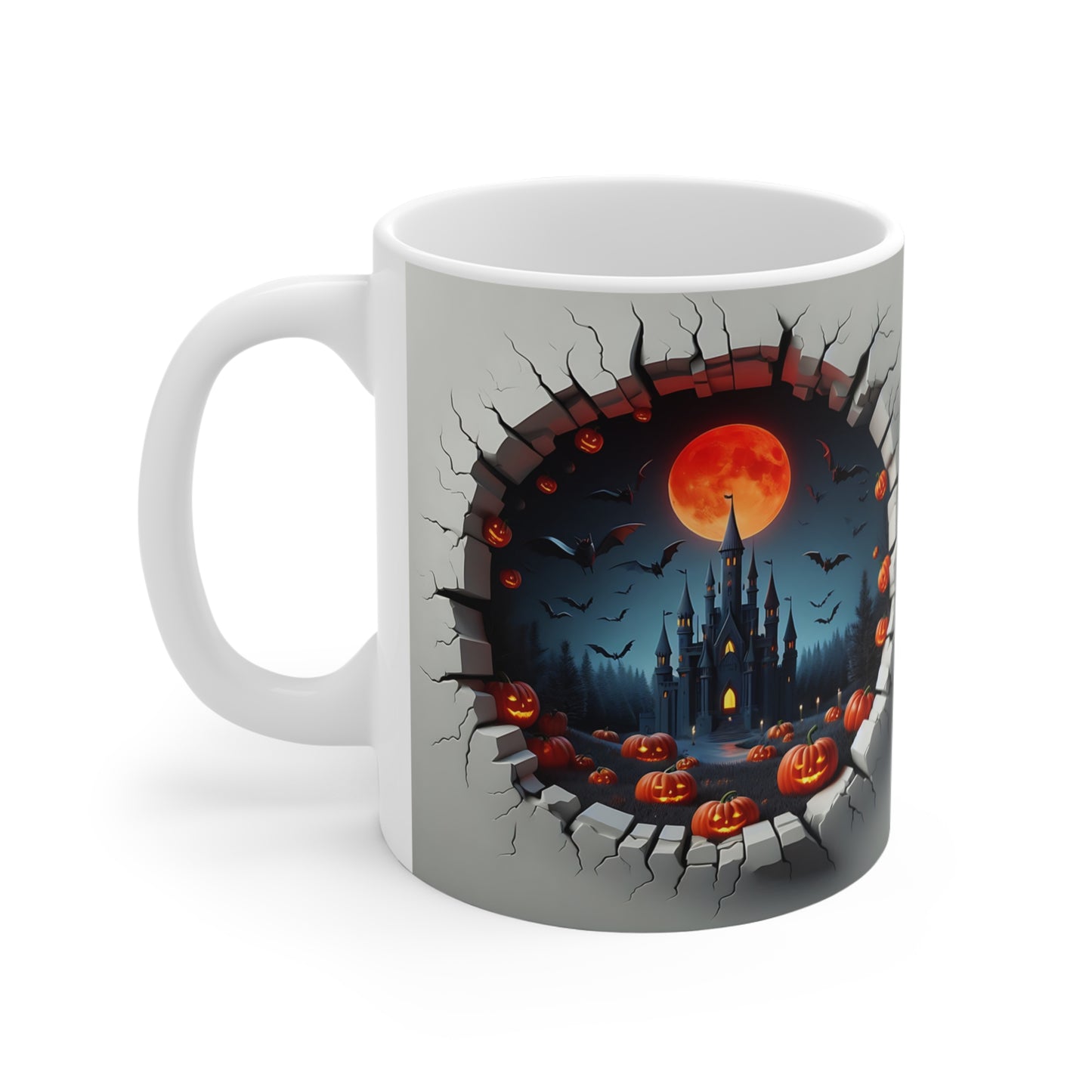 Festive Halloween Ceramic Mug 11oz Spooky Castle Design