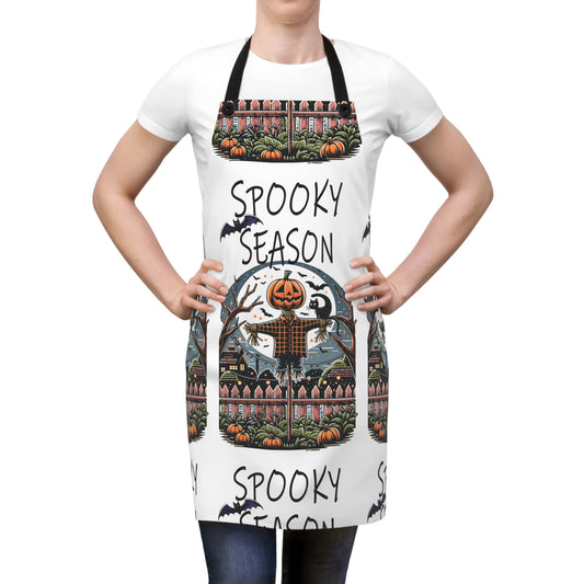 Halloween Themed Apron All Over Print Pumpkins and Scarecrows Make Halloween A Very Special Time