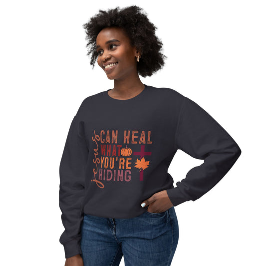 Thanksgiving Women's Unisex Lightweight Crewneck Sweatshirt Jesus Can Heal