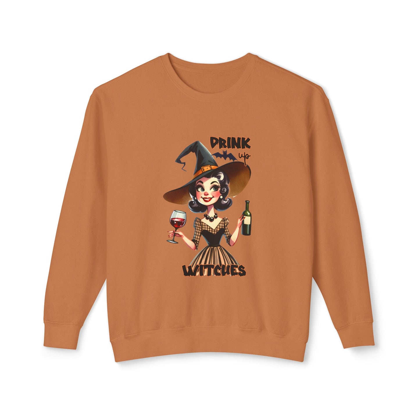 Halloween Themed  Crewneck Sweatshirt Witches and Wine Are Fine at The Halloween Time. Have a Witchy Halloween