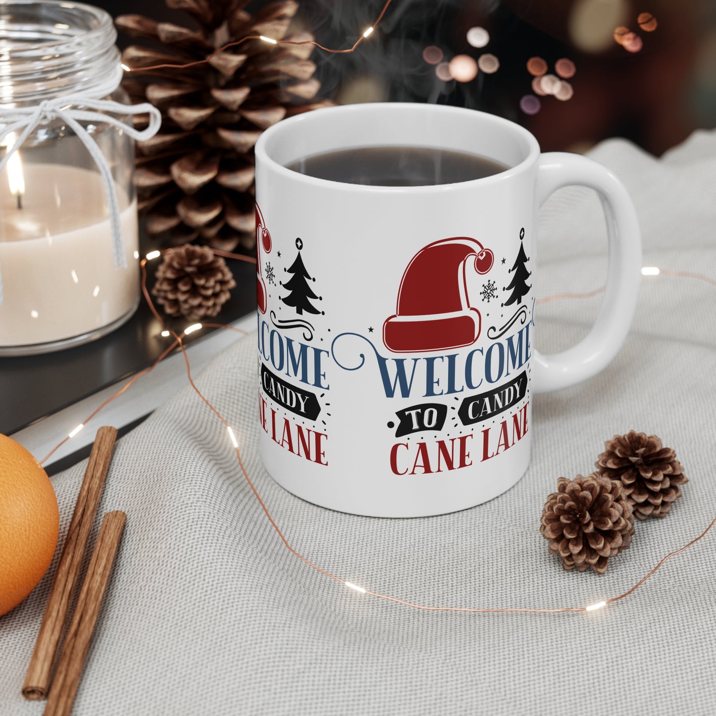 Festive Christmas Ceramic Coffee and Tea Mug 11oz Welcome To Candy Cane Lane