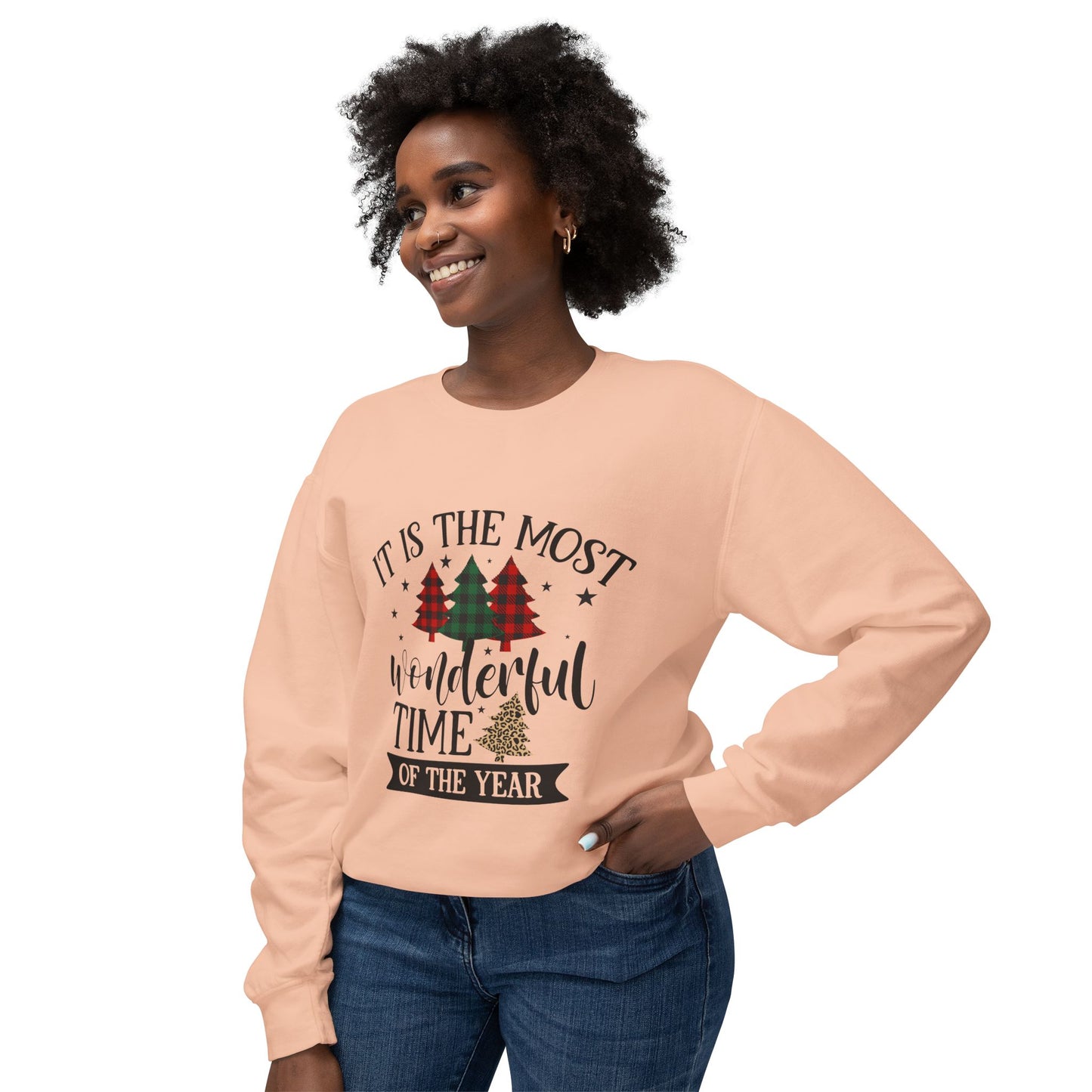 Women's Christmas Unisex Lightweight Crewneck Sweatshirt It's The Most Wonderful Time of The Year