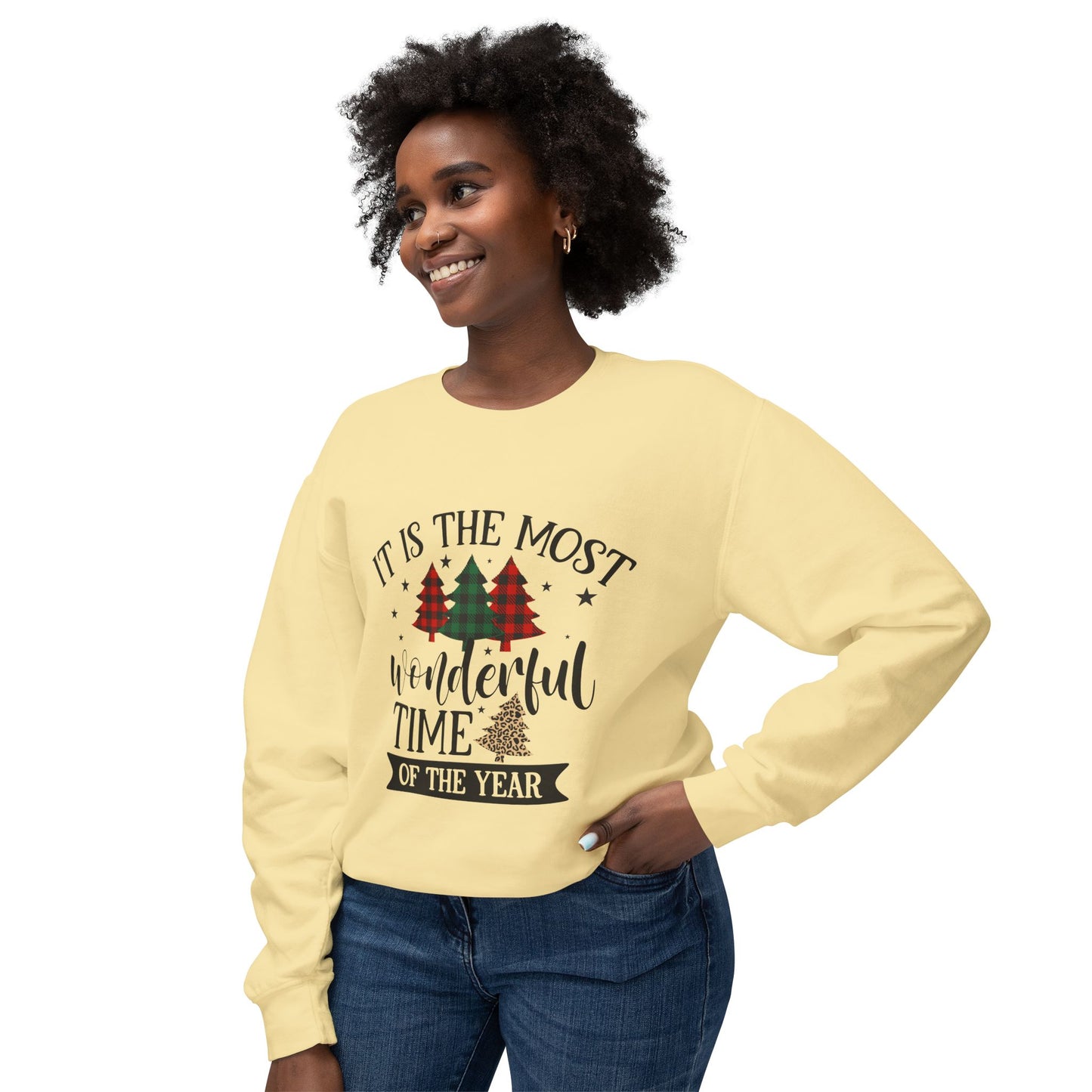 Women's Christmas Unisex Lightweight Crewneck Sweatshirt It's The Most Wonderful Time of The Year