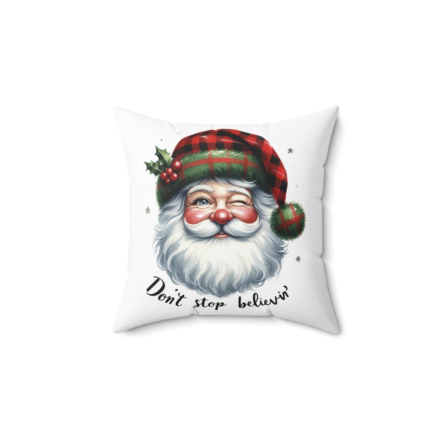 Christmas Themed Spun Polyester Square Pillow Santa Says Don't Stop Believing