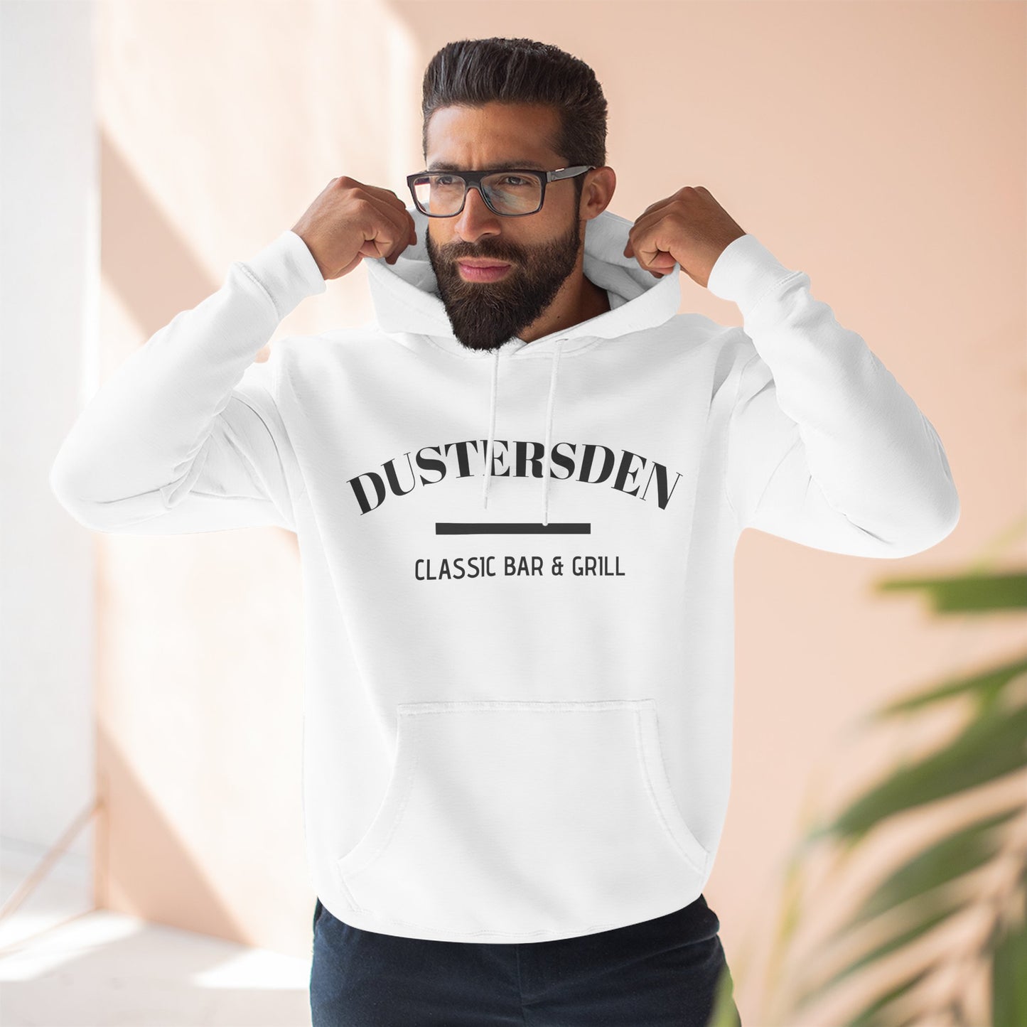 Dusty’s Den Classic Bar & Grill Hoodie — Vintage Pub Logo Fleece Hoodie