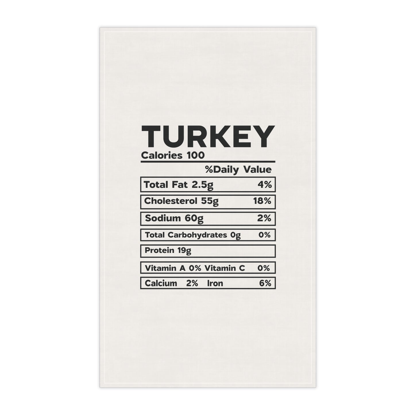 Thanksgiving Nutrition Facts Tea Towels (cotton, poly) Turkey Isn't Fattening Is It?