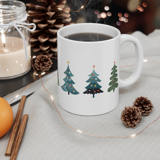 Christmas Tree Themed Holiday Hot Beverage Mug 11oz