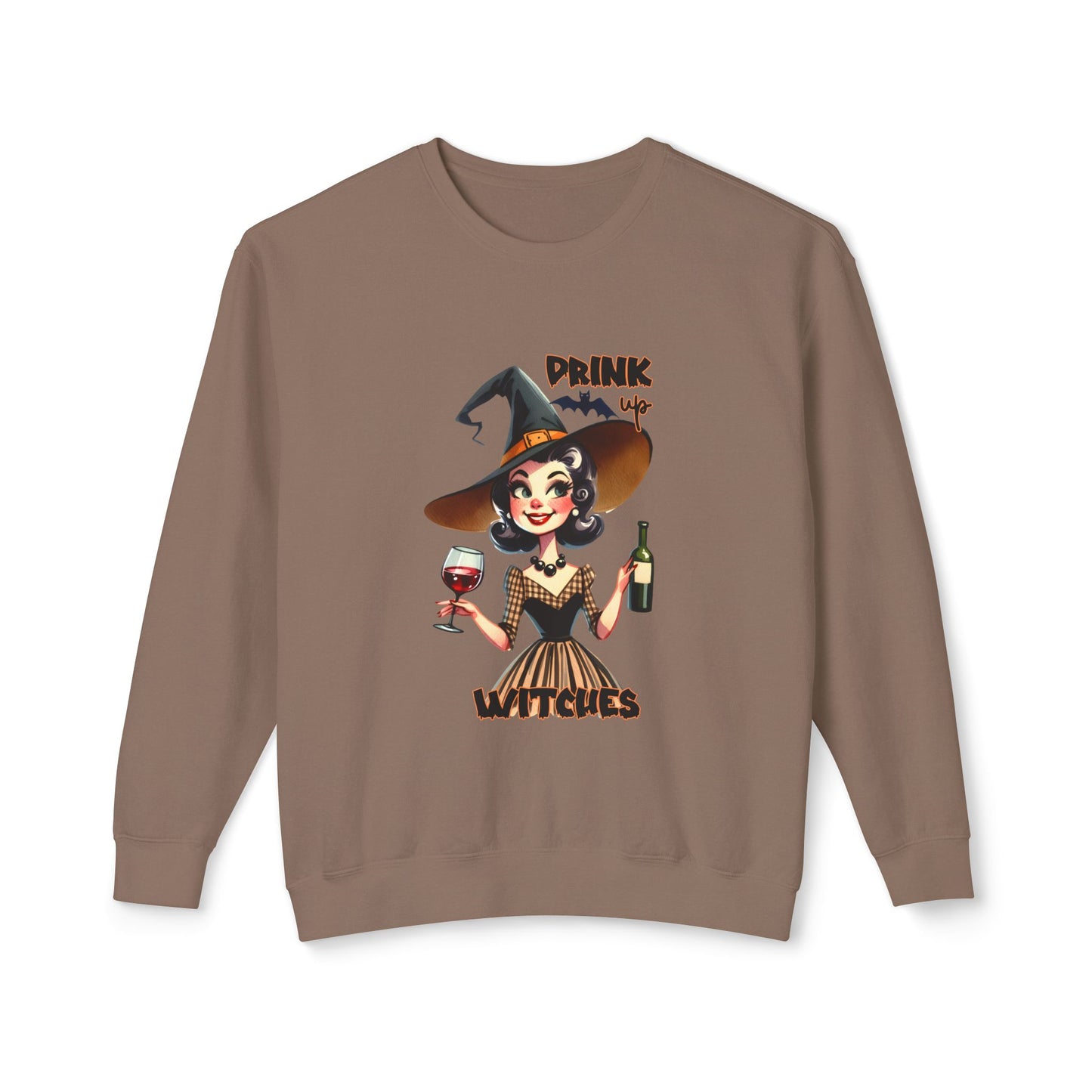 Halloween Themed  Crewneck Sweatshirt Witches and Wine Are Fine at The Halloween Time. Have a Witchy Halloween