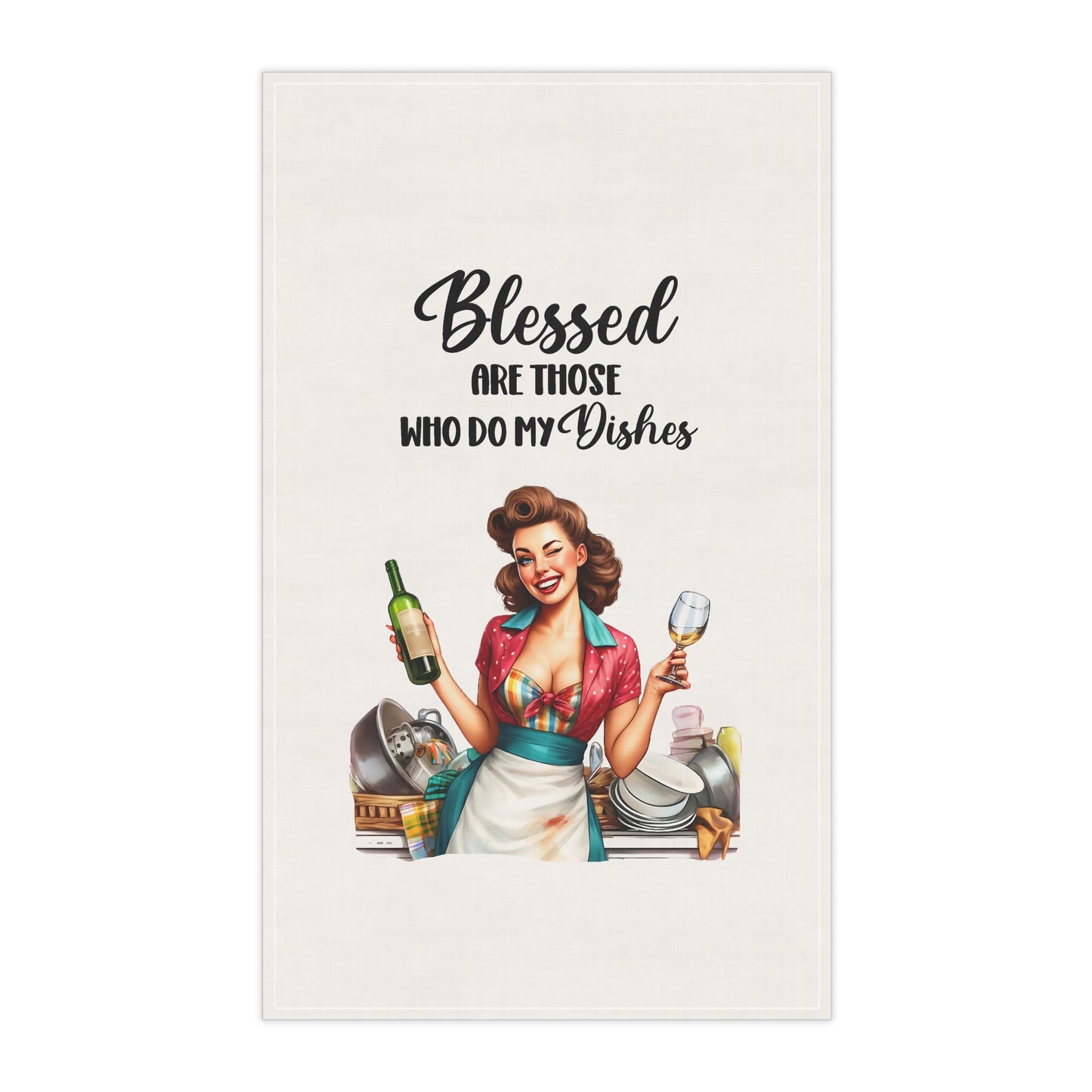 Retro Funny House Wife Tea Towels (cotton, poly) Wanna Do My Dishes?