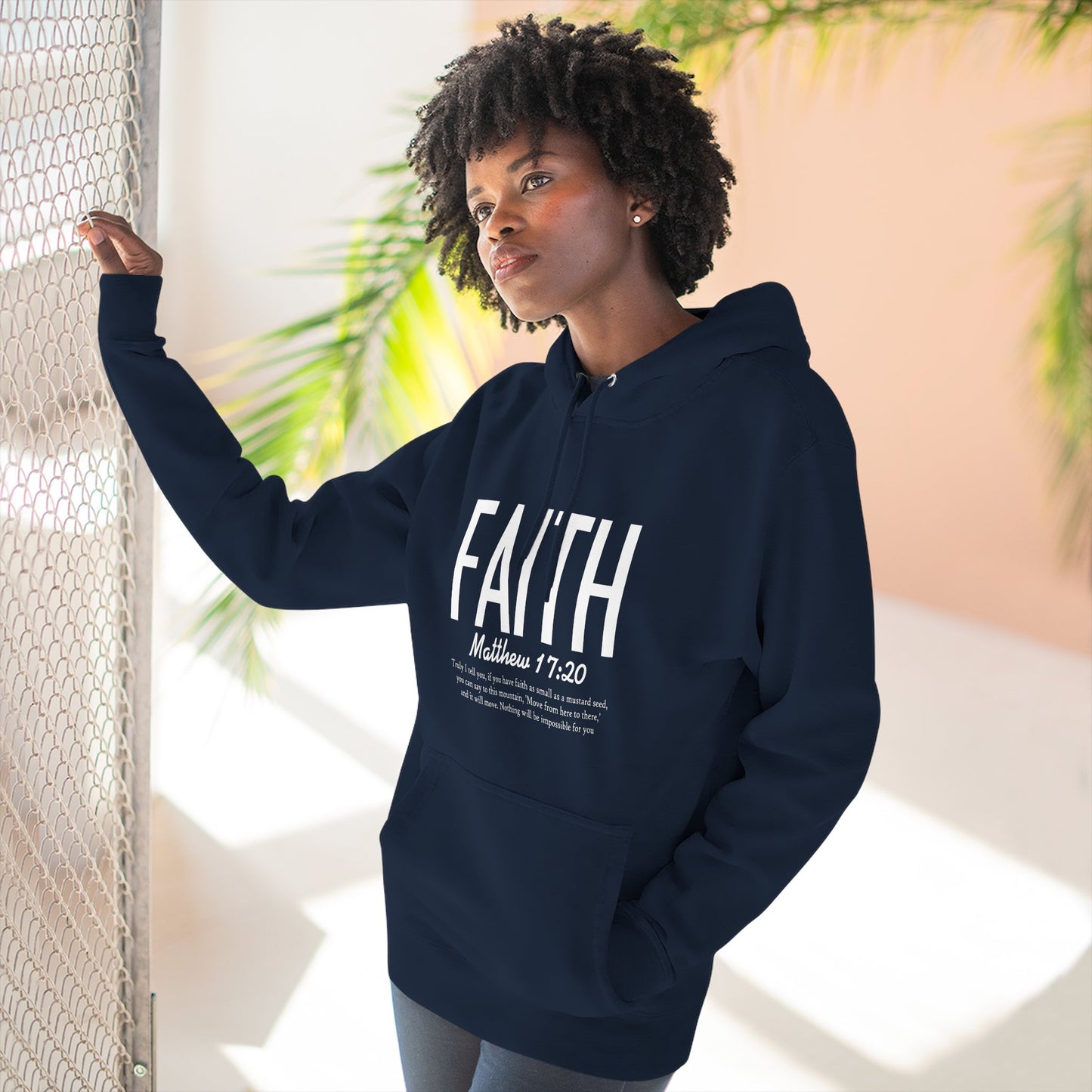 Faith Hoodie – Matthew 17:20 Christian Fleece Pullover