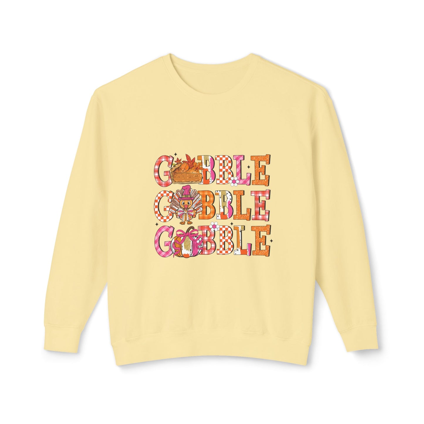 Women's Thanksgiving Unisex Lightweight Crewneck Sweatshirt Turkeys Go Gobble Gobble Gobble