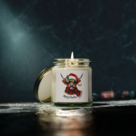 Christmas Themed Scented Candles, Coconut Apricot Wax (4oz, 9oz)