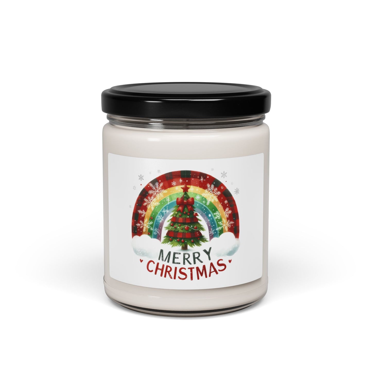 Christmas Themed Scented Soy Candle, 9oz Merry Christmas and Christmas Trees