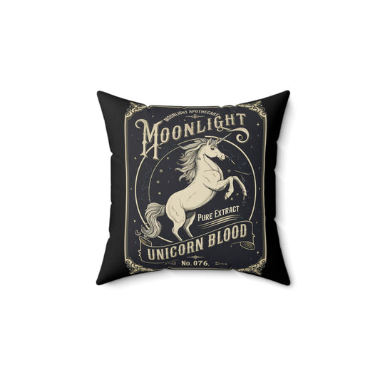 Festive Halloween Spun Polyester Square Pillow Unicorn Blood Black