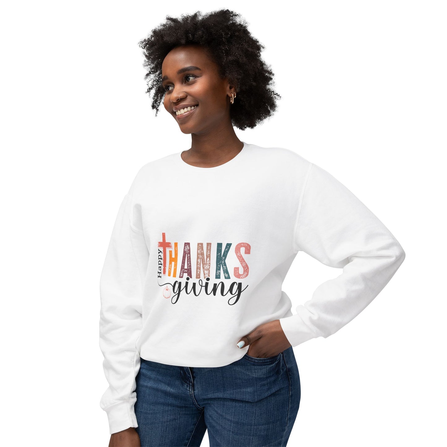 Women's Thanksgiving Unisex Lightweight Crewneck Sweatshirt Have a Happy Thanksgiving!