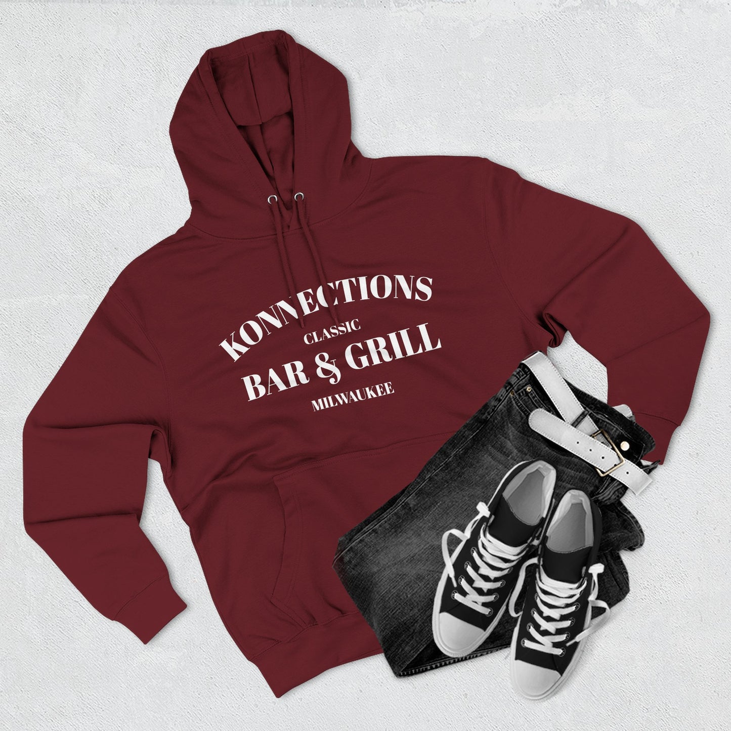 Konnections Classic Bar and Grill Milwaukee Hoodie — Minimal Logo Fleece Pullover