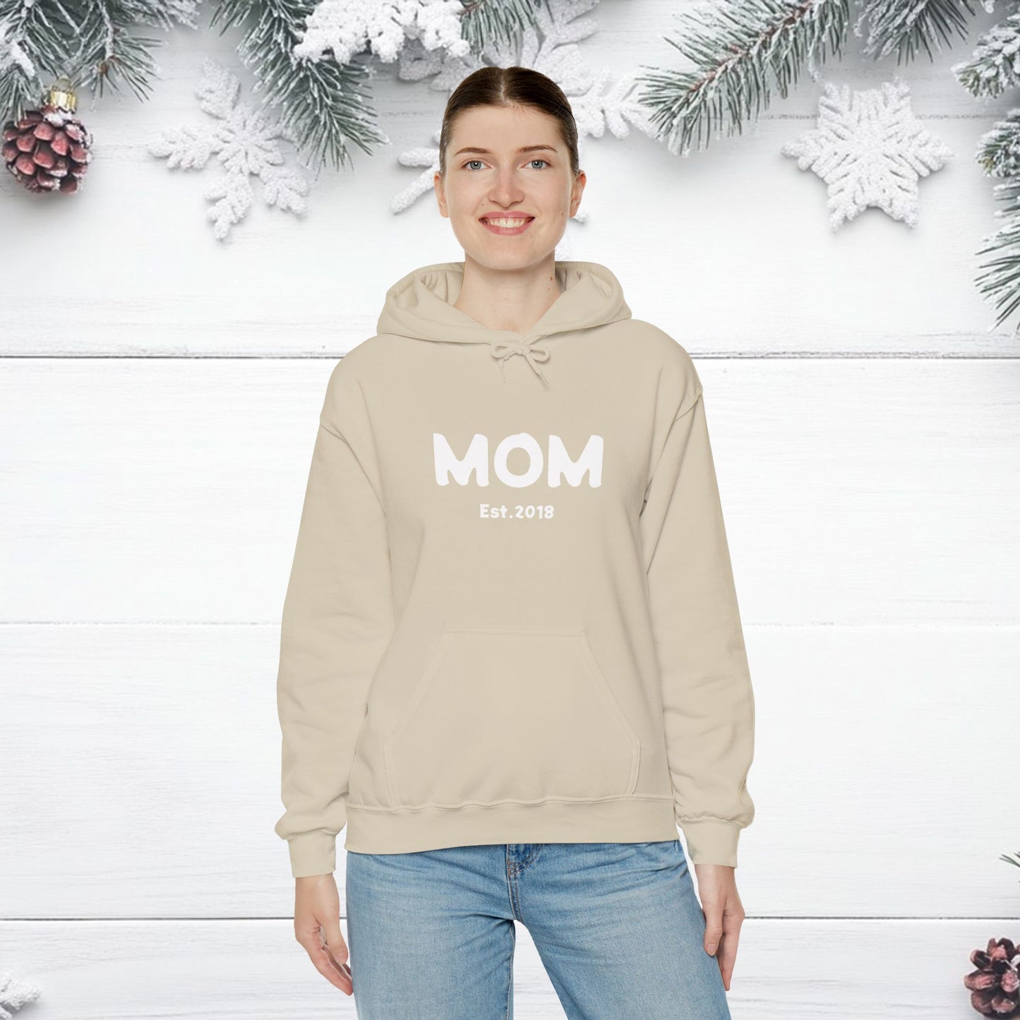 MOM Est.2018 Unisex Heavy Blend™ Hooded Sweatshirt Hoodies For New Moms 2018