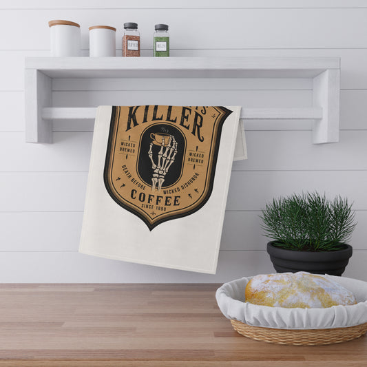 Festive Halloween Tea Towels (cotton, poly) Killer Coffee