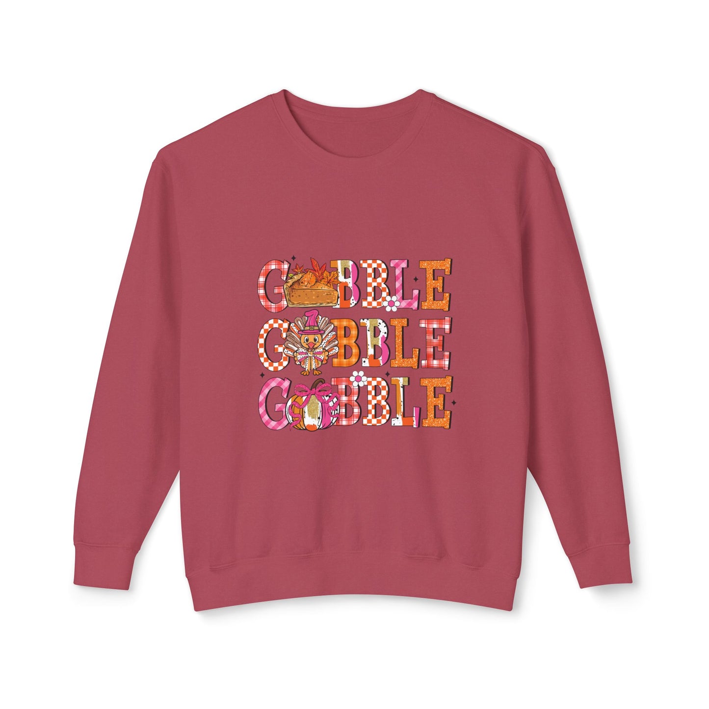 Women's Thanksgiving Unisex Lightweight Crewneck Sweatshirt Turkeys Go Gobble Gobble Gobble