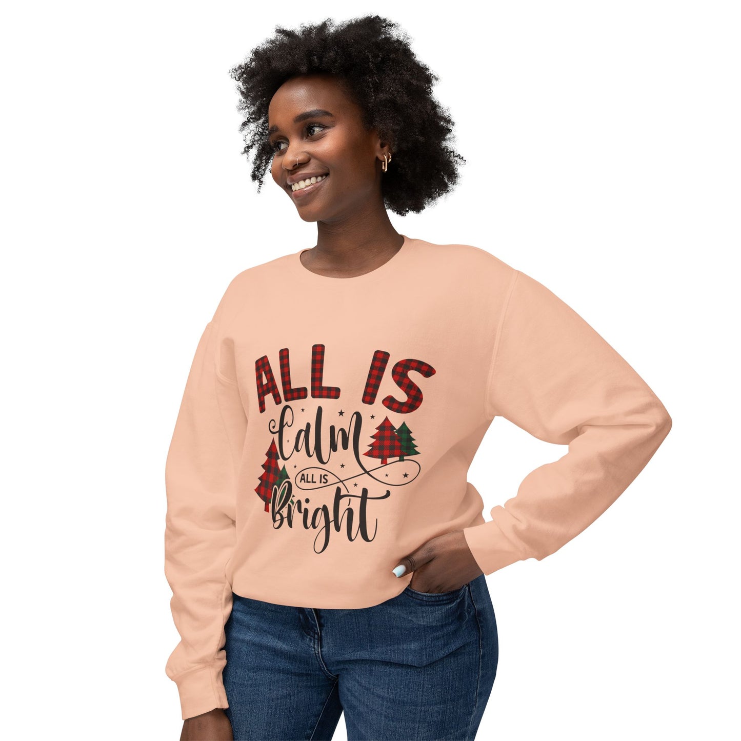 Women's Christmas Unisex Lightweight Crewneck Sweatshirt All is Clear Allis Bright