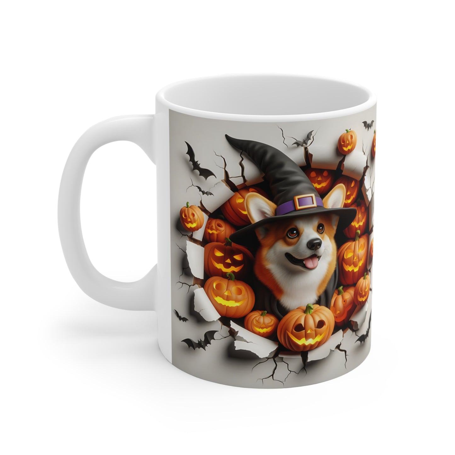 Festive Halloween Ceramic Mug 11oz Dogs and Trick or Treating