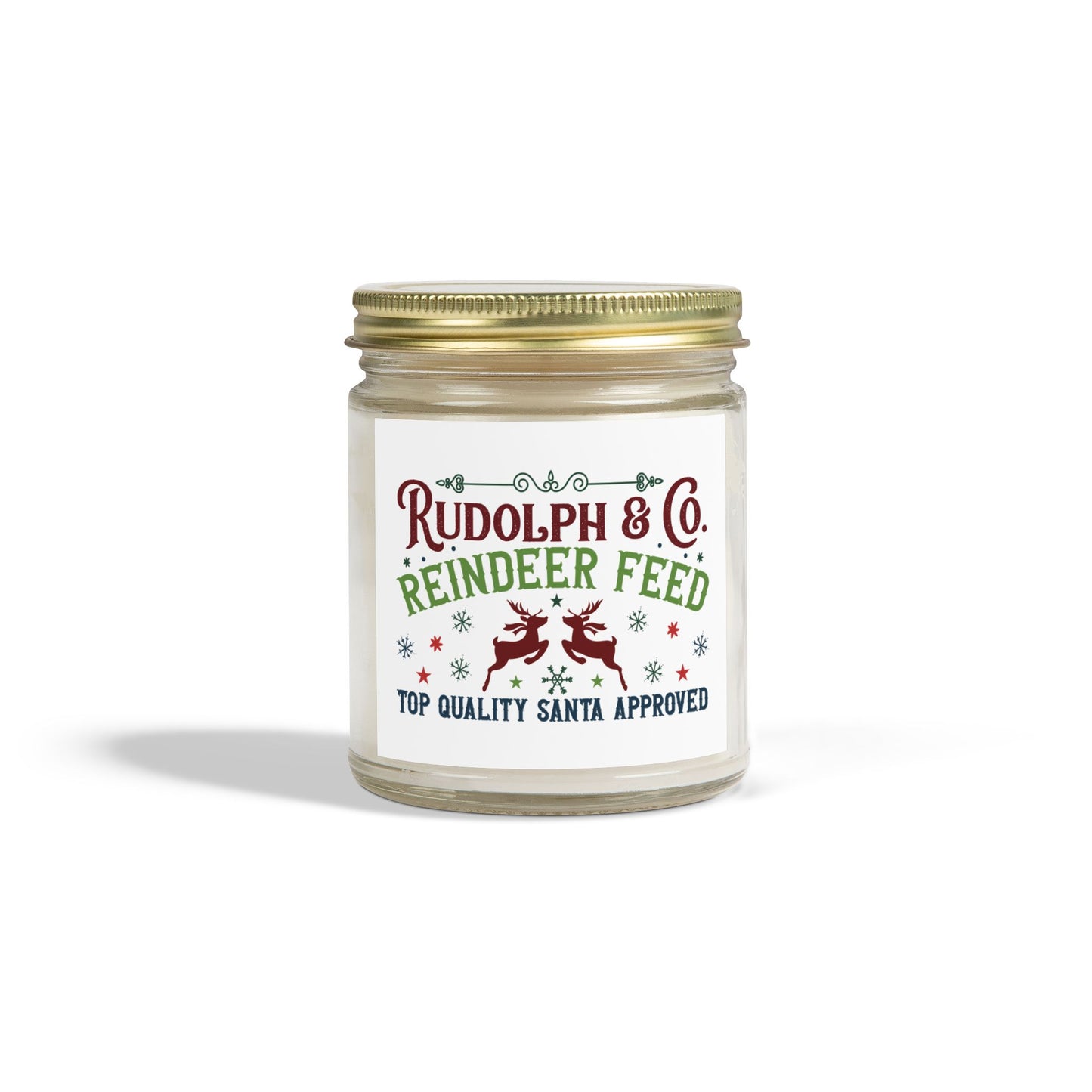 Christmas Themed Scented Coconut Apricot Candles (4oz, 9oz) Reindeer Feed Company