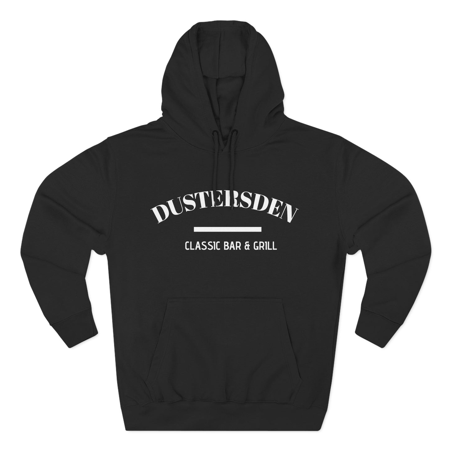 Dusty’s Den Classic Bar & Grill Hoodie — Vintage Pub Logo Fleece Hoodie
