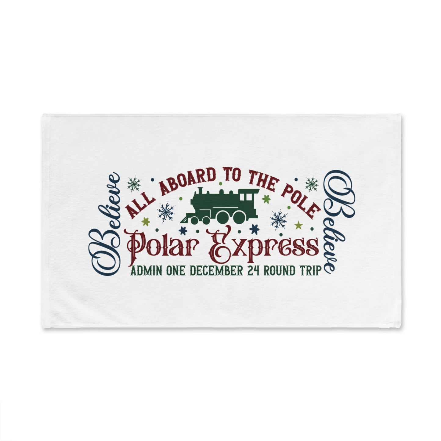 Christmas Themed Hand Towel All Aboard The Polar Express