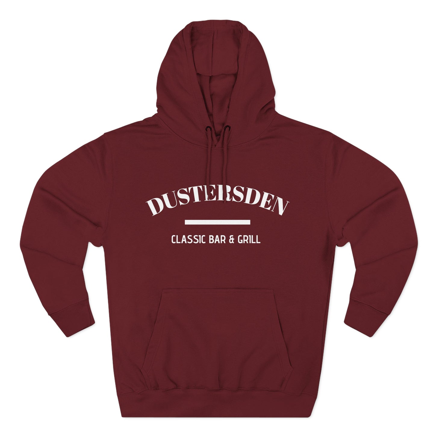 Dusty’s Den Classic Bar & Grill Hoodie — Vintage Pub Logo Fleece Hoodie