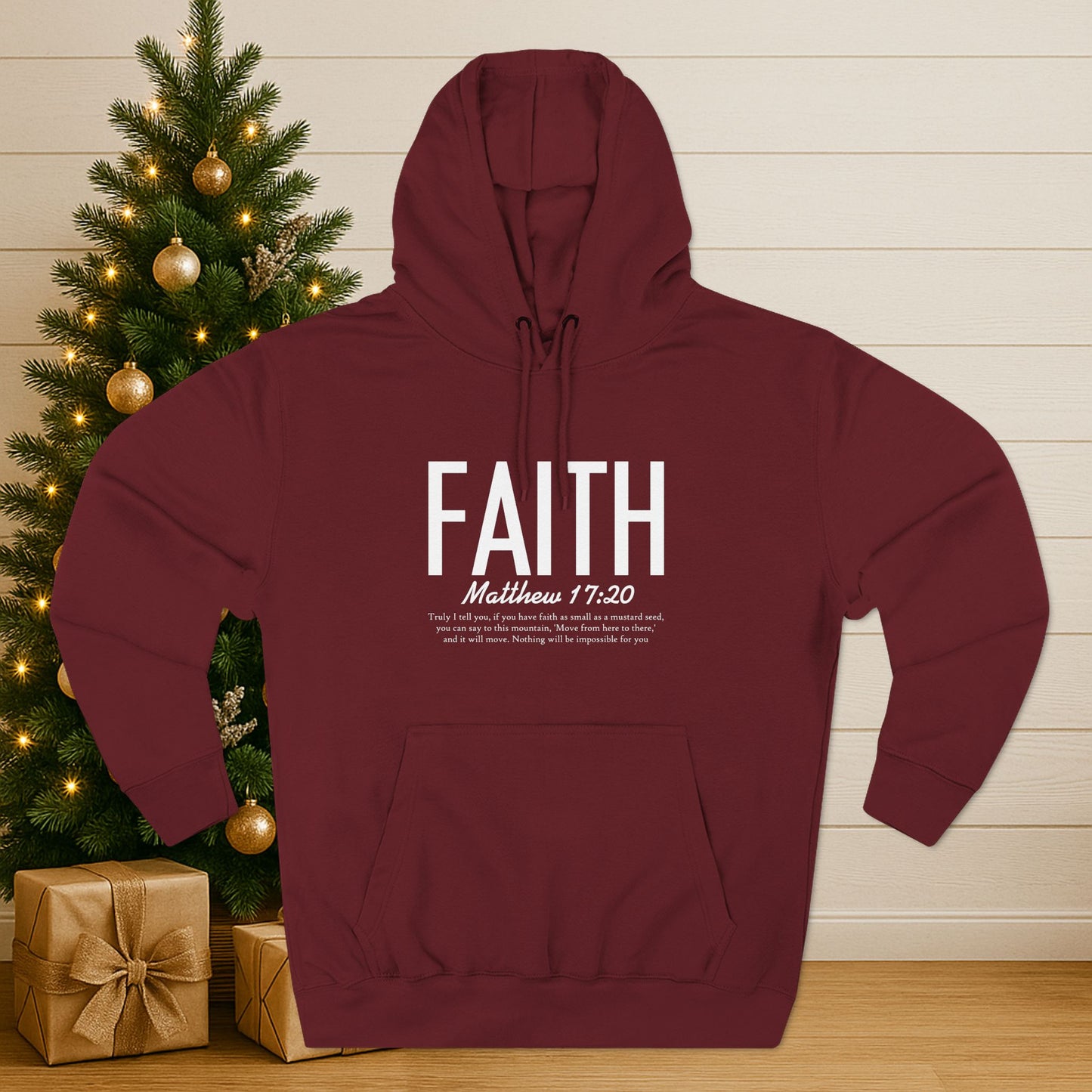 Faith Hoodie – Matthew 17:20 Christian Fleece Pullover