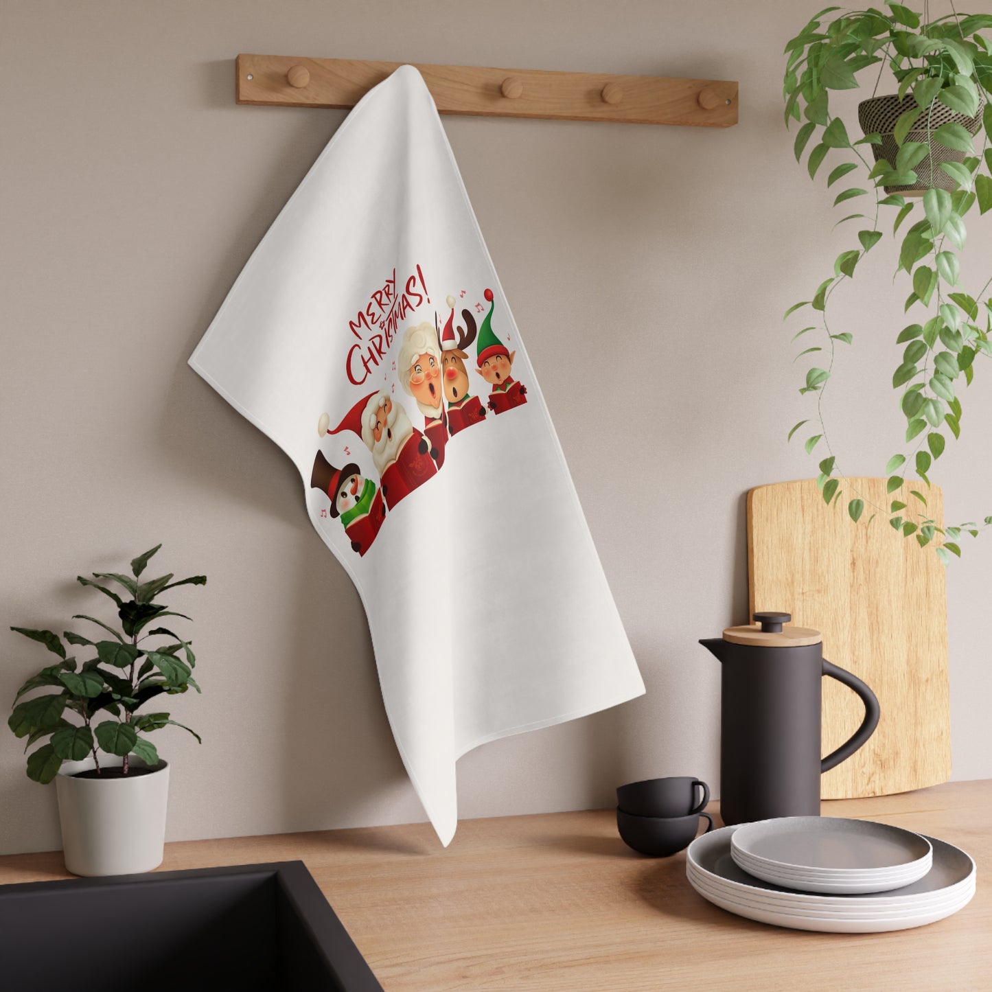 Christmas Carolers Kitchen Tea Towel