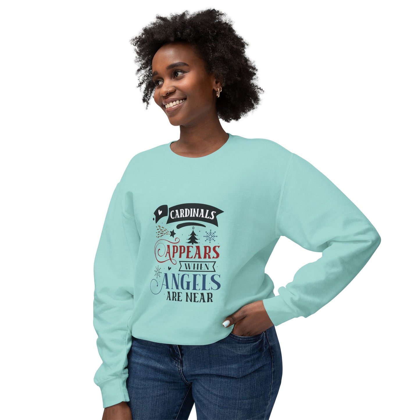 Women's Christmas Unisex Lightweight Crewneck Sweatshirt Angels Appear