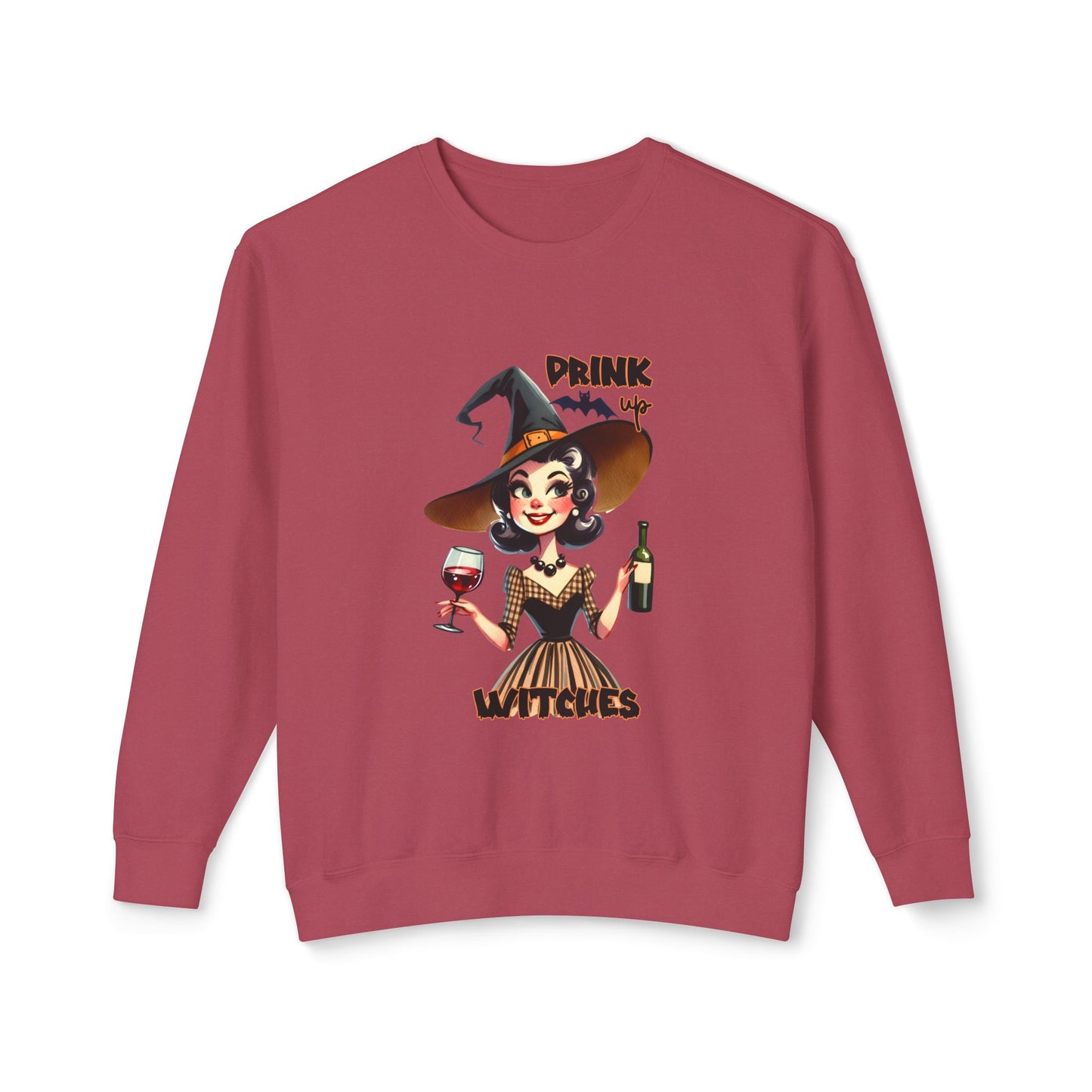 Halloween Themed  Crewneck Sweatshirt Witches and Wine Are Fine at The Halloween Time. Have a Witchy Halloween