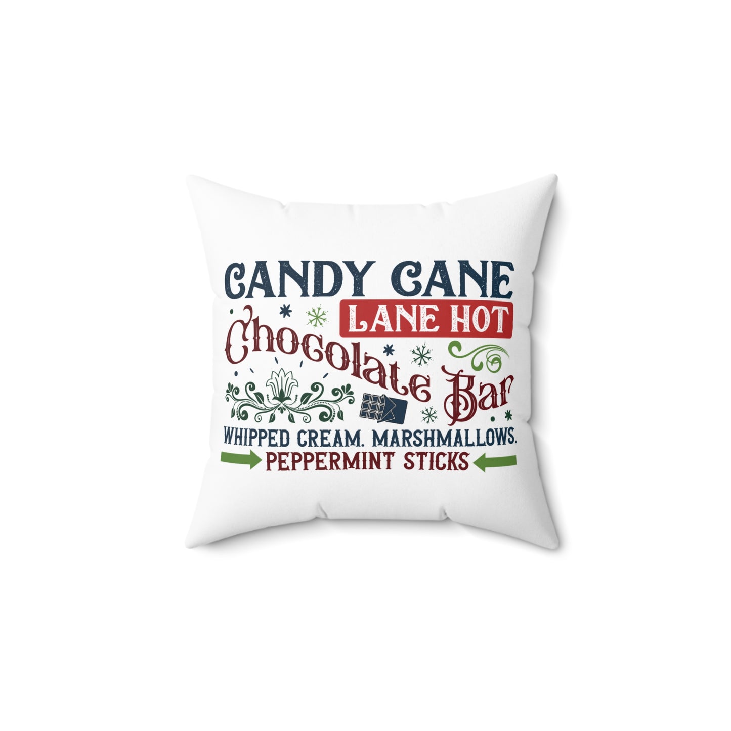 Christmas Themed Spun Polyester Square Pillow Candy Cane Lane