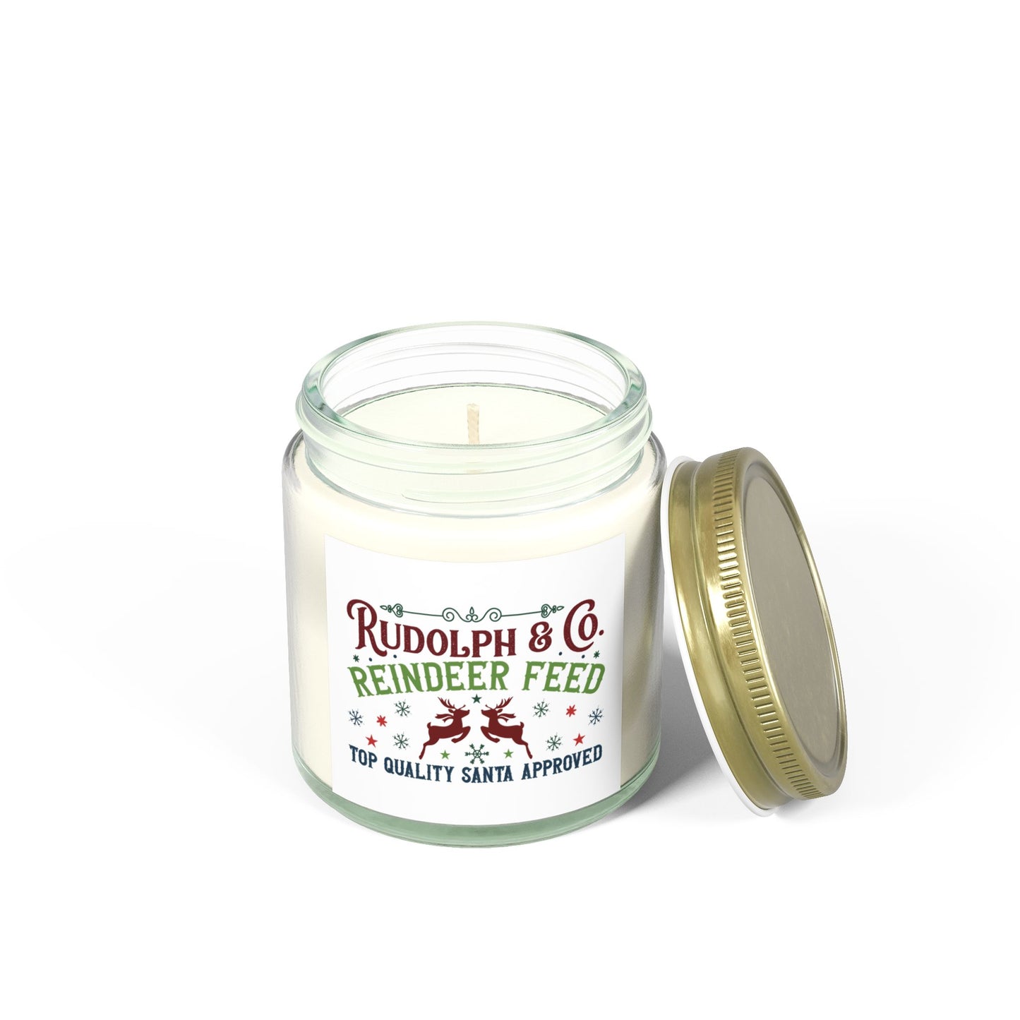 Christmas Themed Scented Coconut Apricot Candles (4oz, 9oz) Reindeer Feed Company