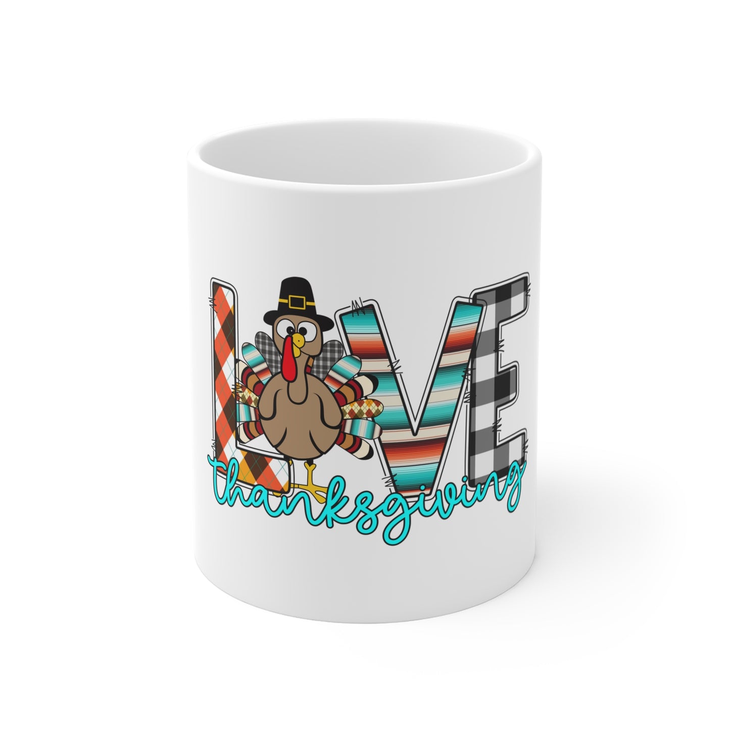 Festive Thanksgiving Ceramic Mug 11oz Turkeys Love Thanksgiving