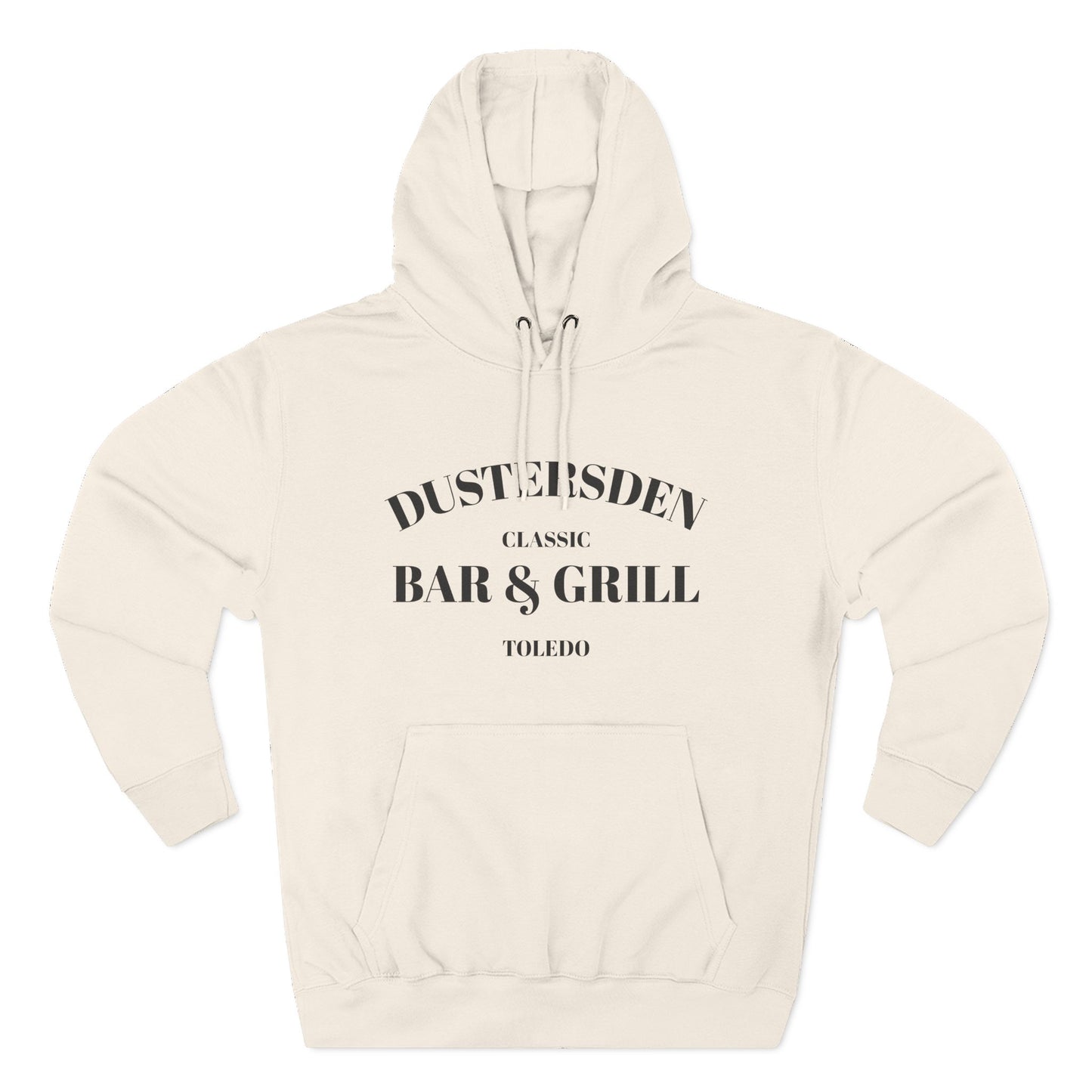 Dustersden Classic Bar and Grill Toledo Hoodie — Minimal Logo Fleece Pullover