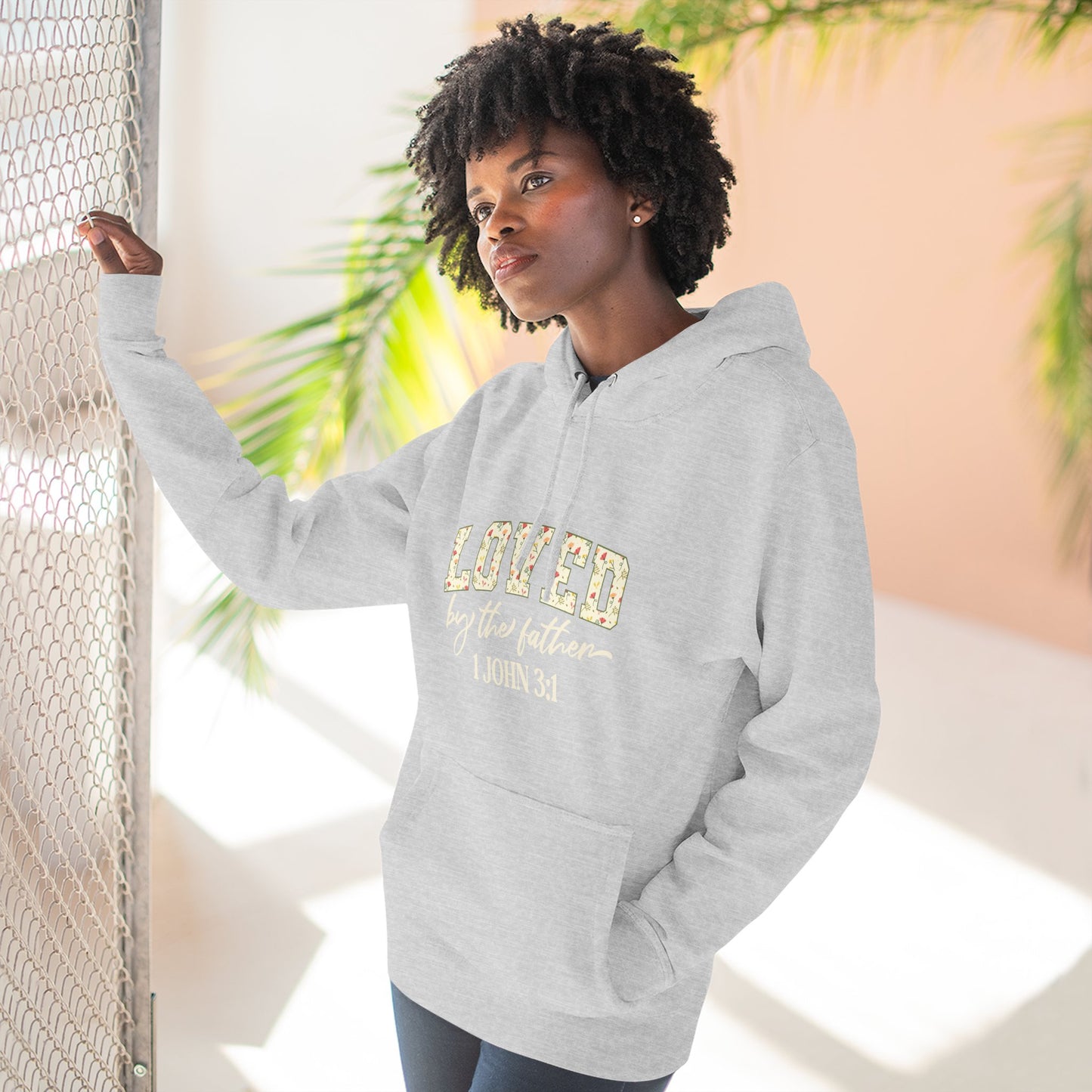 Loved Floral Hoodie — 'Loved' Graphic Fleece Pullover