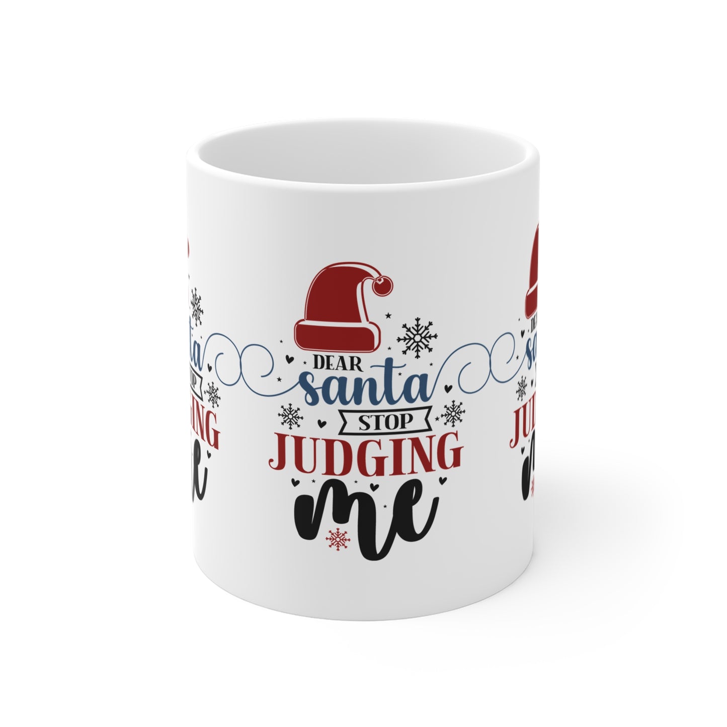 Festive Coffee Ceramic Coffee and Tea Mug 11oz Santa Stop Judging Me