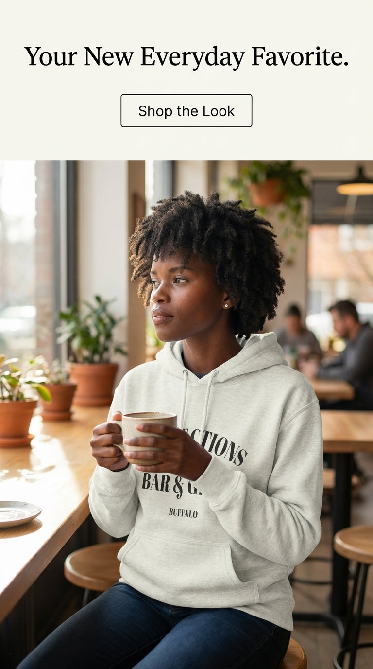 Konnections Classic Bar and Grill Buffalo Hoodie — Minimal Logo Fleece Pullover