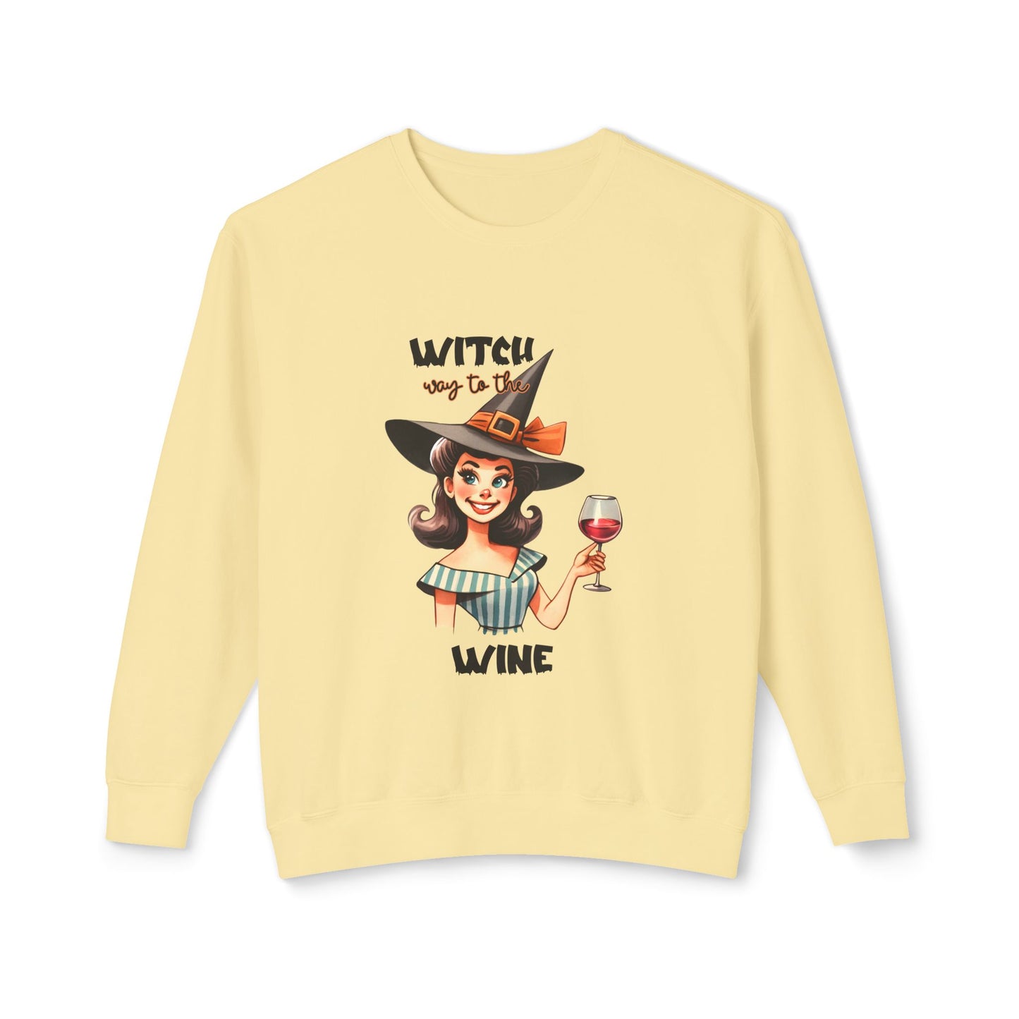 Halloween Themed Crewneck Sweatshirt Witches Prefer Drinking Wine at Halloween