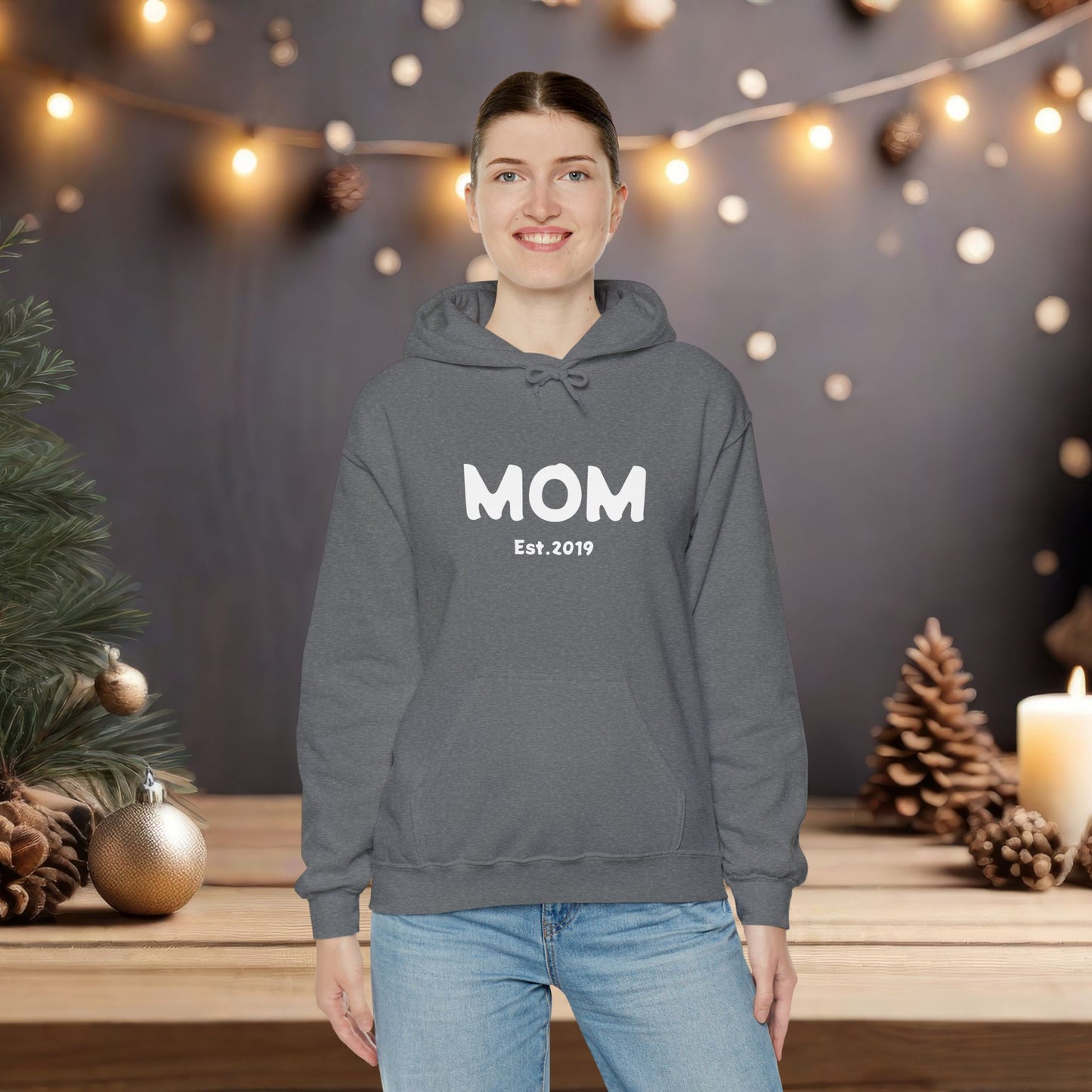 MOM Est.2019 Unisex Heavy Blend™ Hooded Sweatshirt Hoodies For New Moms 2019