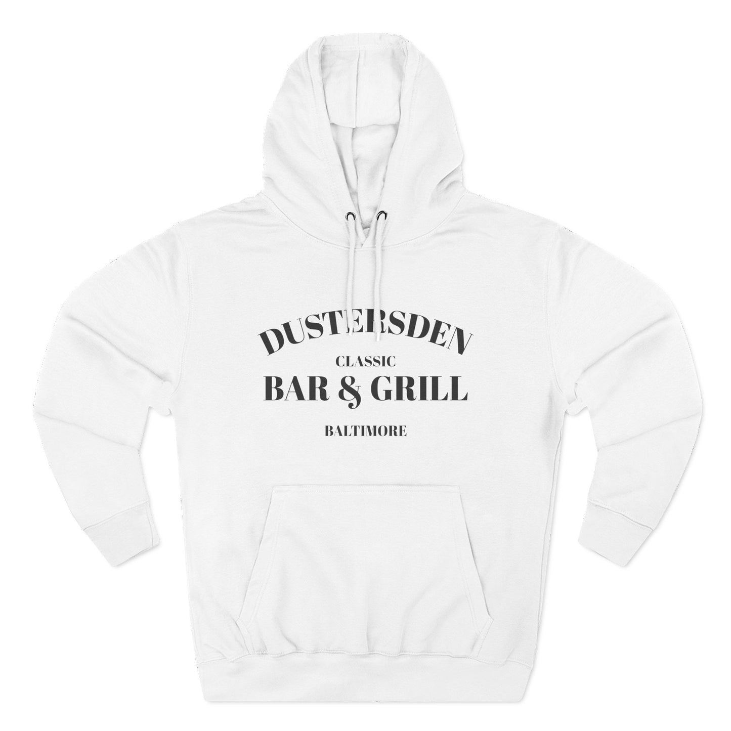 Dustersden Classic Bar and Grill Baltimore Hoodie — Minimal Logo Fleece Pullover