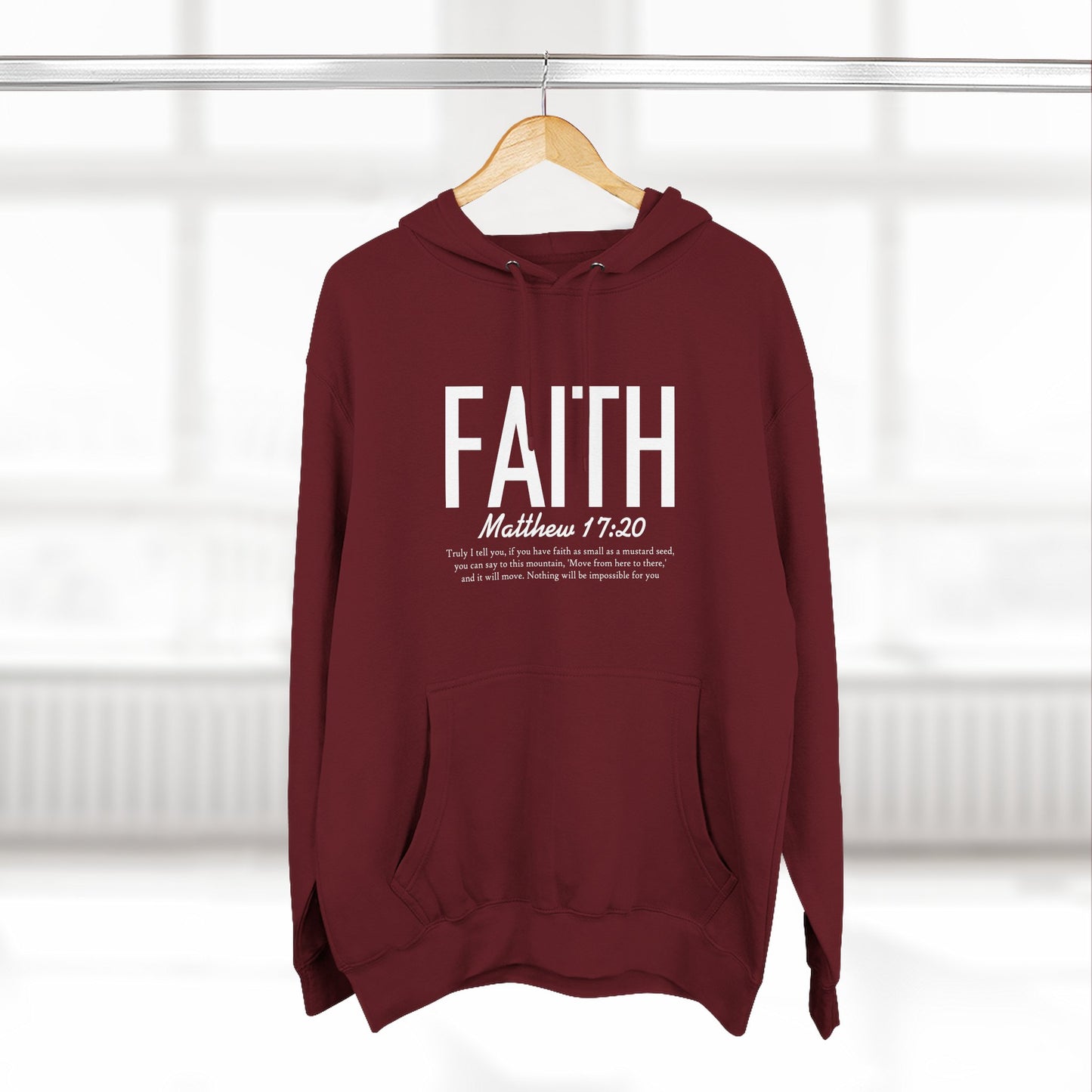 Faith Hoodie – Matthew 17:20 Christian Fleece Pullover