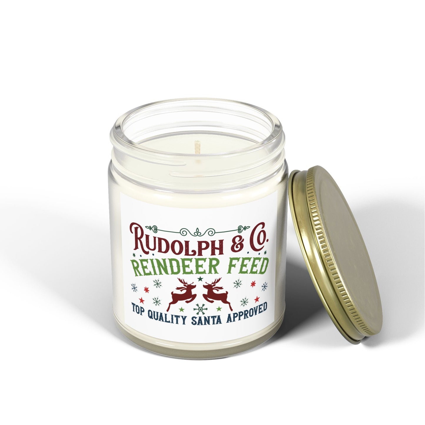 Christmas Themed Scented Coconut Apricot Candles (4oz, 9oz) Reindeer Feed Company