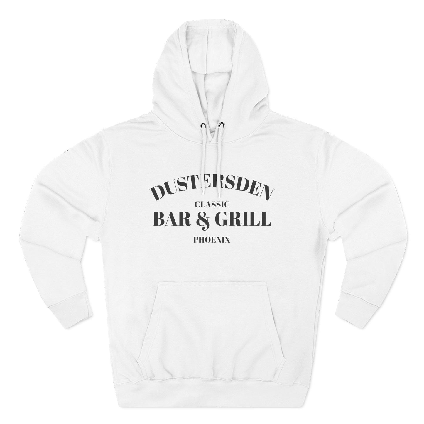 Dustersden Classic Bar and Grill Phoenix Hoodie — Minimal Logo Fleece Pullover
