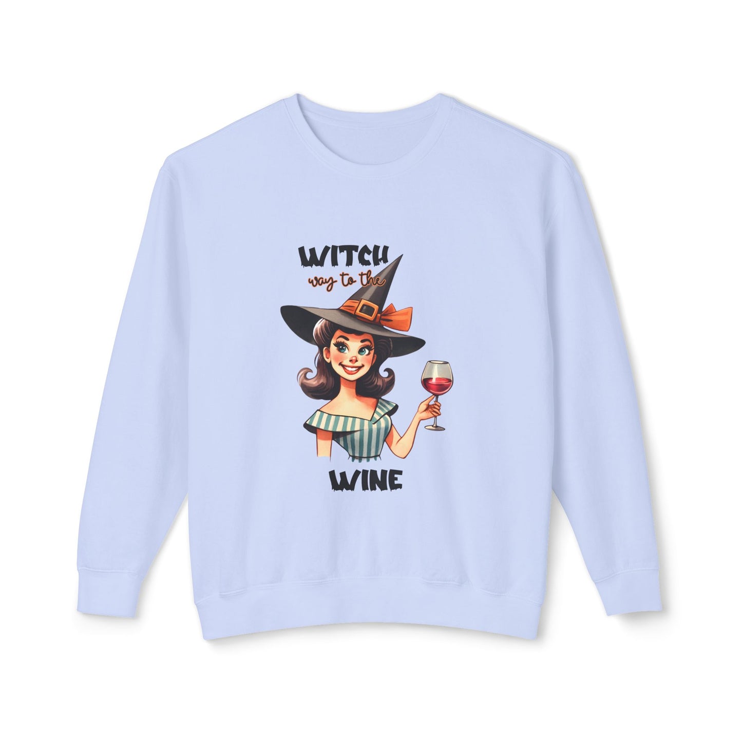 Halloween Themed Crewneck Sweatshirt Witches Prefer Drinking Wine at Halloween